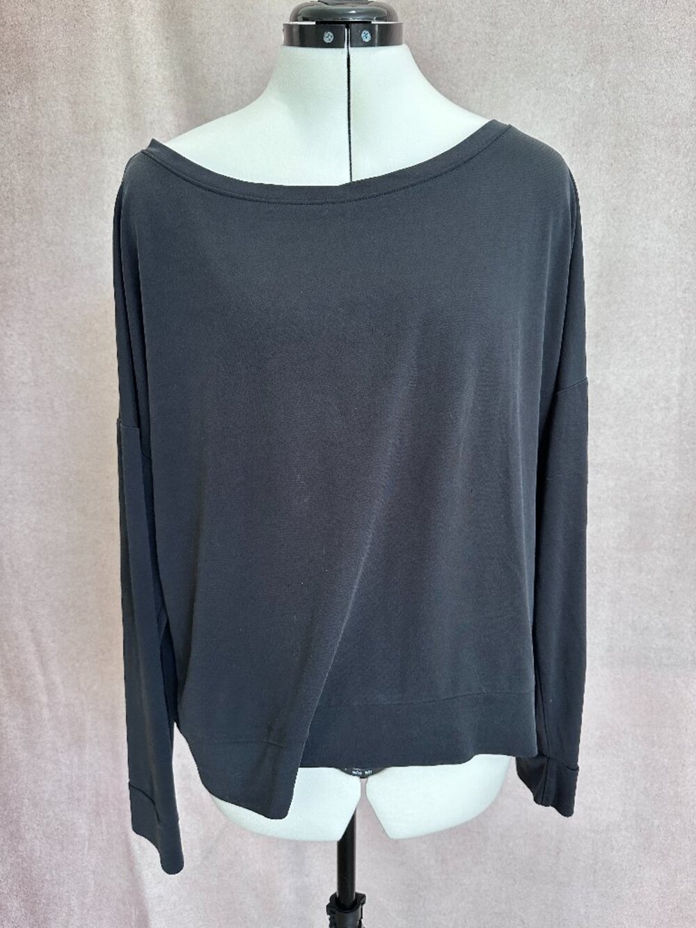 Fabletics Eco Sleek Knit Boat Neck Pullover, Black, L